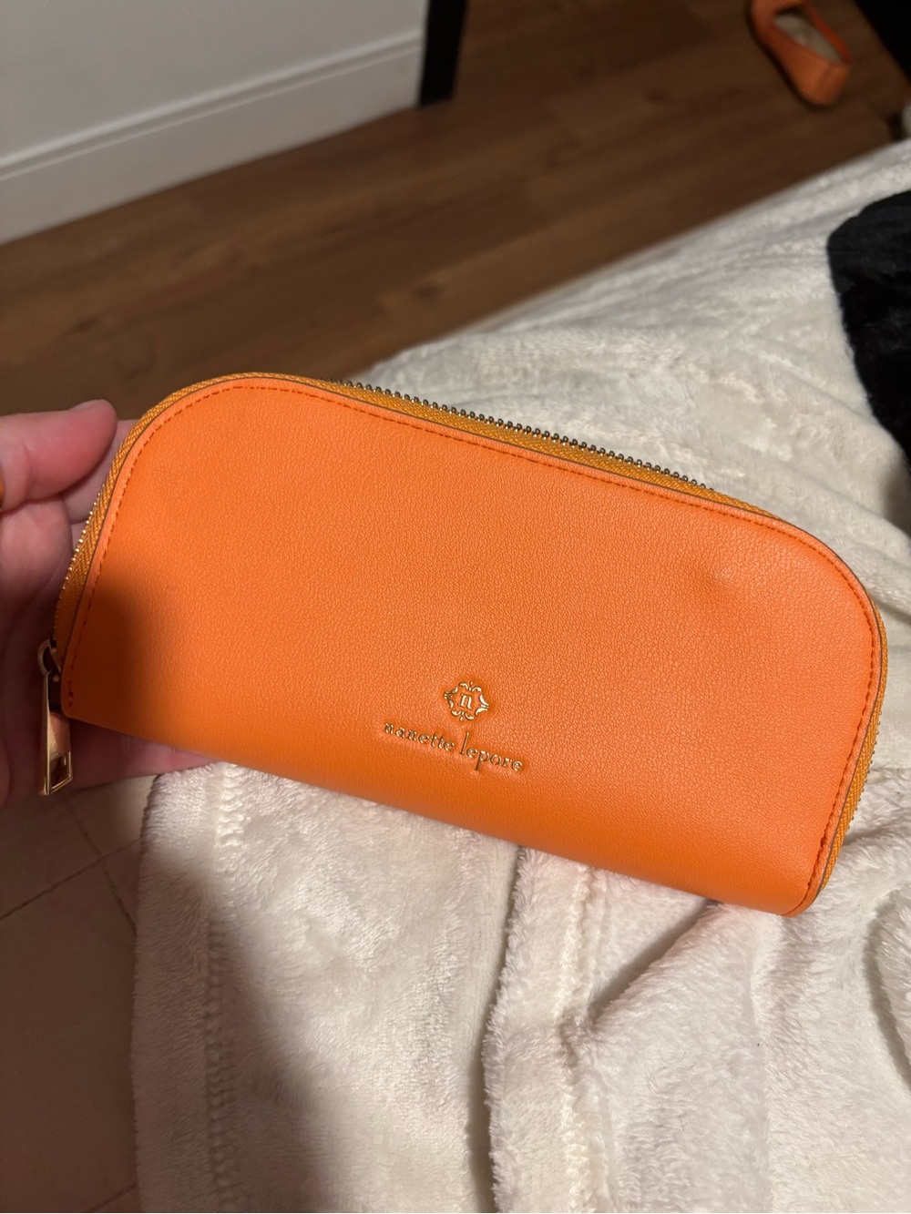 Nanette Lepore Orange Zip Around Wallet Gold Hardware